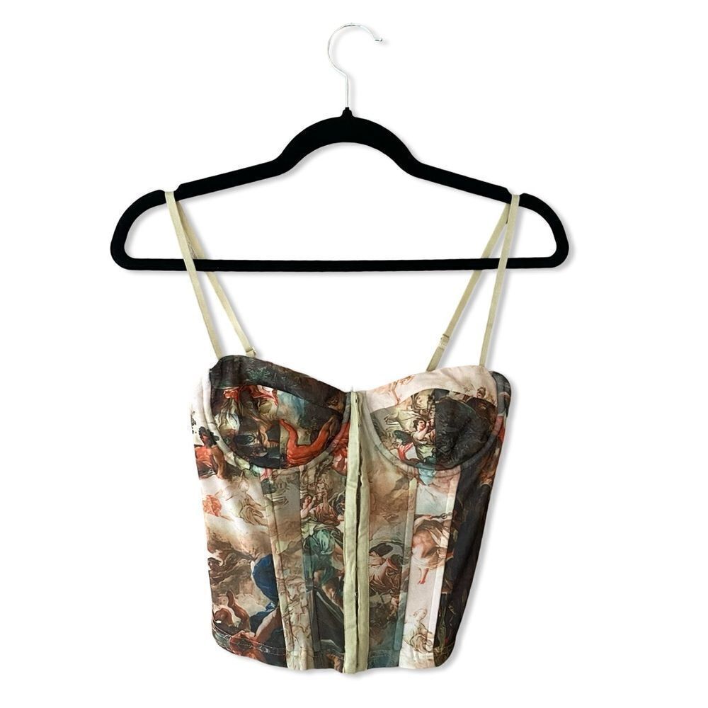 Superdown Ziva bustier top multicolor mesh Rococo hook front corset Revolve L - Picture 4 of 10